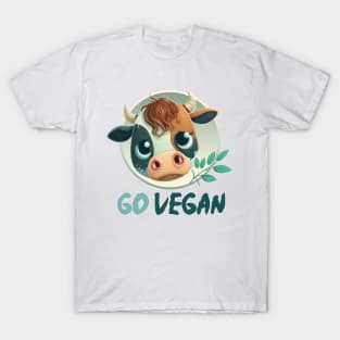 Vegan calf, go vegan, against animal torture, no animal cruelty T-Shirt